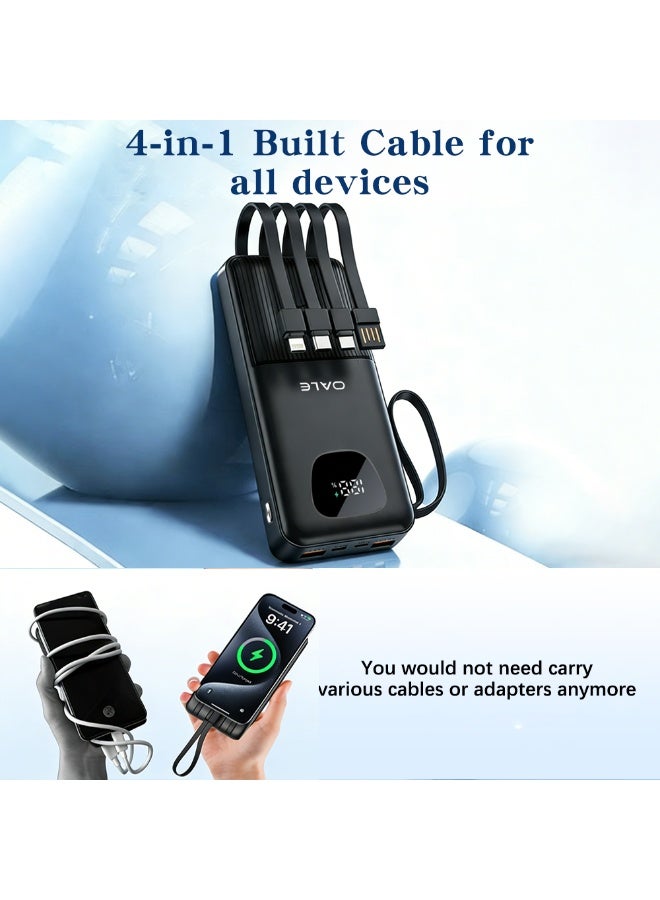 Oale Ipower Y20000 Portable Charger with Built in Cables, Power Bank with Cords Wires,20000mAh Travel Battery Pack 6 Outputs 3 Inputs 3A Fast Charging for Samsung Google Pixel LG Moto iPhone iPad - Image 3