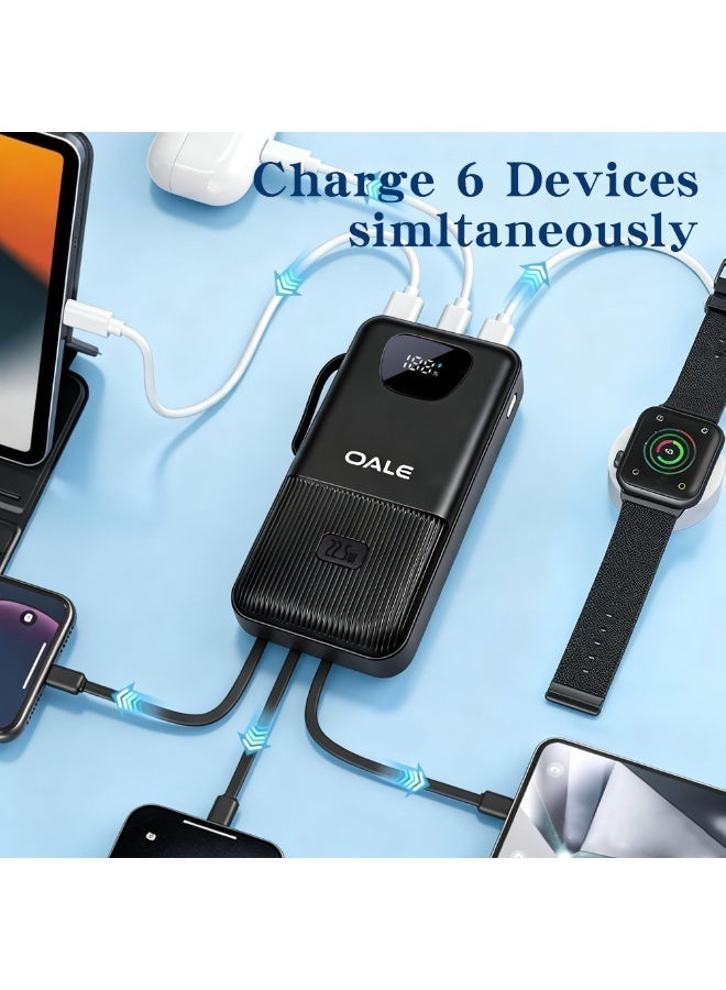 Oale Ipower Y20000 Portable Charger with Built in Cables, Power Bank with Cords Wires,20000mAh Travel Battery Pack 6 Outputs 3 Inputs 3A Fast Charging for Samsung Google Pixel LG Moto iPhone iPad - Image 5