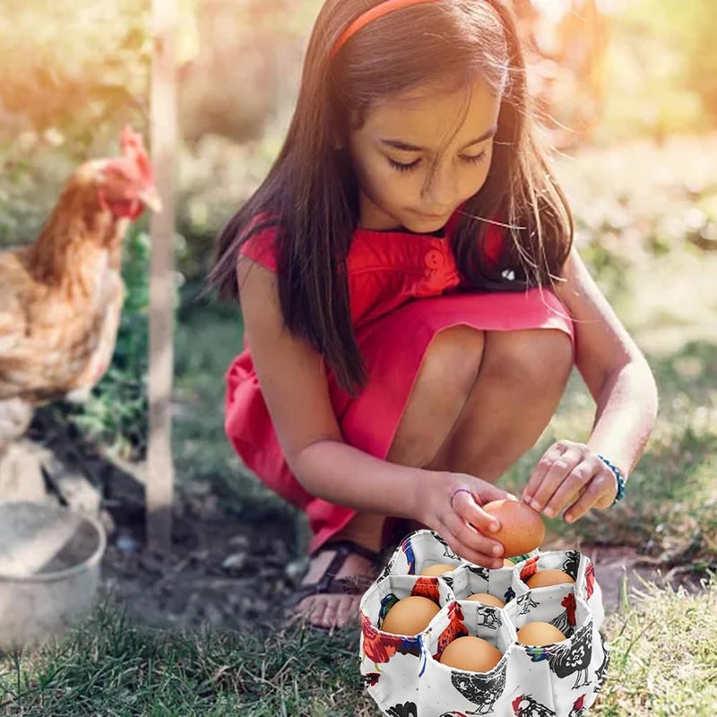 Kryslanix Egg Basket Bags,Farmhouse Chicken-Eggs Holder with 7-Bags Handheld EggsPurse,Fabric Gathering Basket for Collecting Fresh-Egg-s, Housewife Garden Transport Storage - Image 5