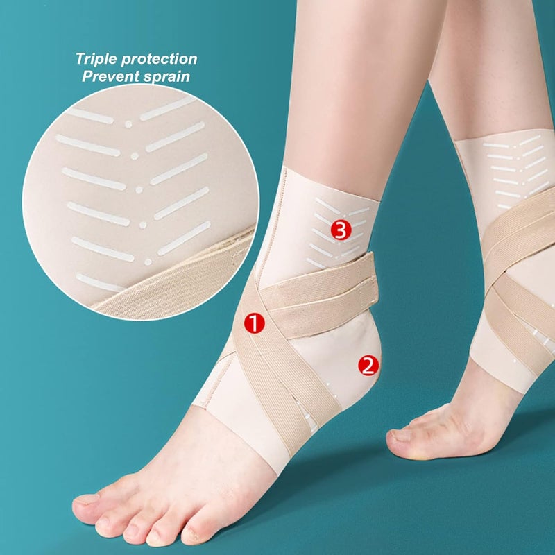woobles Ankle Brace Support, 3 Sizes Breathable Adjustable, Sports Ankle Care Wrap Strap (Skin Color)(S) S - Image 2