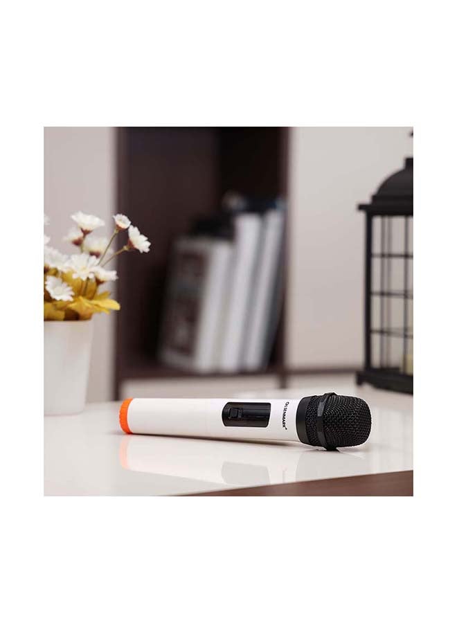 Olsenmark Professional Dynamic Wireless Microphone, 20-30m Distance Range, Receiver With 6.5mm Jack, Plastic Body, AA Battery, VHF Range, Rechargeable Receiver OMMP1272 White - Image 2