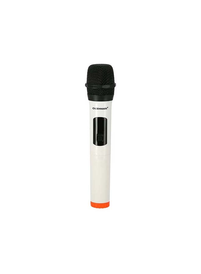 Olsenmark Professional Dynamic Wireless Microphone, 20-30m Distance Range, Receiver With 6.5mm Jack, Plastic Body, AA Battery, VHF Range, Rechargeable Receiver OMMP1272 White - Image 1