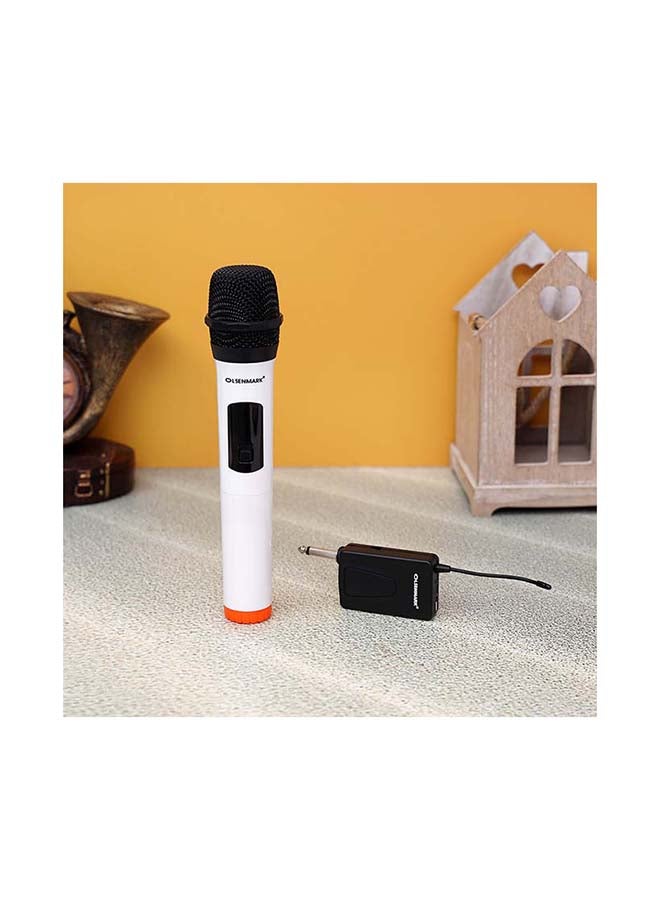 Olsenmark Professional Dynamic Wireless Microphone, 20-30m Distance Range, Receiver With 6.5mm Jack, Plastic Body, AA Battery, VHF Range, Rechargeable Receiver OMMP1272 White - Image 5