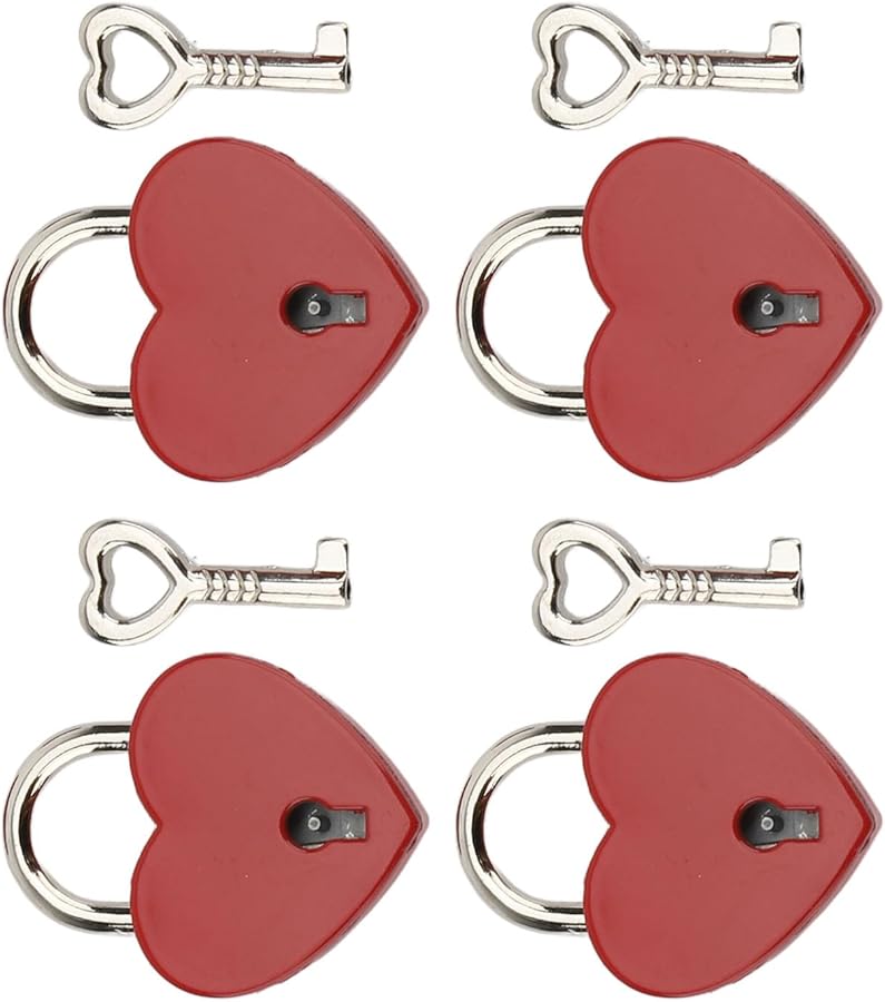 Red Heart Padlock Zinc Alloy Love Lock Key Set for Suitcase Handbag Drawer Decor - Image 4