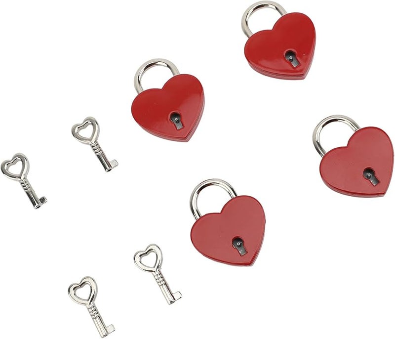 Red Heart Padlock Zinc Alloy Love Lock Key Set for Suitcase Handbag Drawer Decor - Image 3