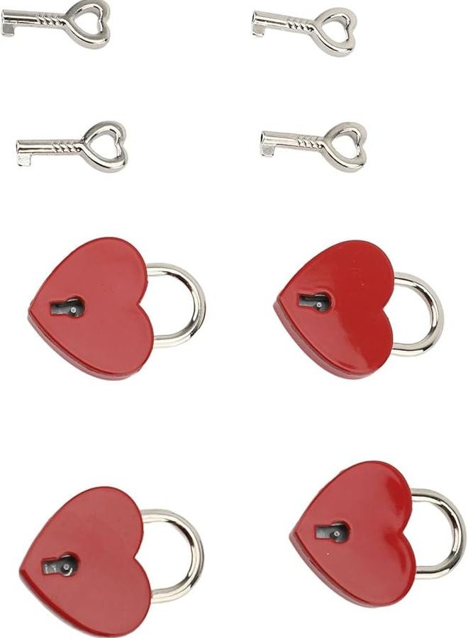 Red Heart Padlock Zinc Alloy Love Lock Key Set for Suitcase Handbag Drawer Decor - Image 5
