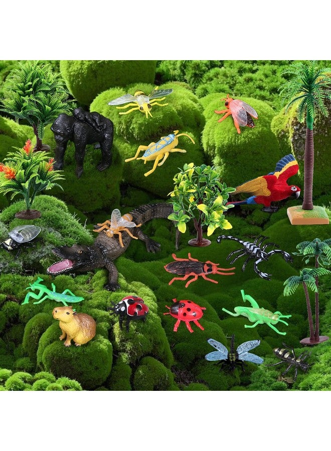 SIENON 39Pcs Rainforest Animal Figurines Set Model Tress Kit Rainforest Diorama Project with Gorilla Parrot Crocodile Capybara Anaconda Snake Insects Playset for Kids Birthday Cake Toppers Party Décor - Image 2