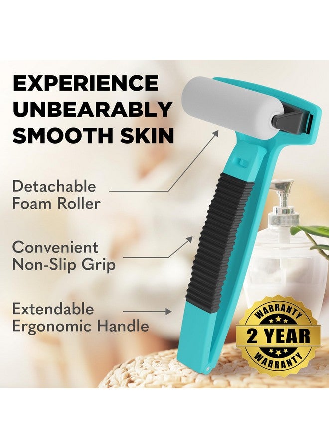 bearback bearback Lotion Applicator for Back & Body - Premium Long Folding Handle with 2 Rollers - Apply Self-Tanner, Lotion, Medication - American Small Business (Teal) - Image 2