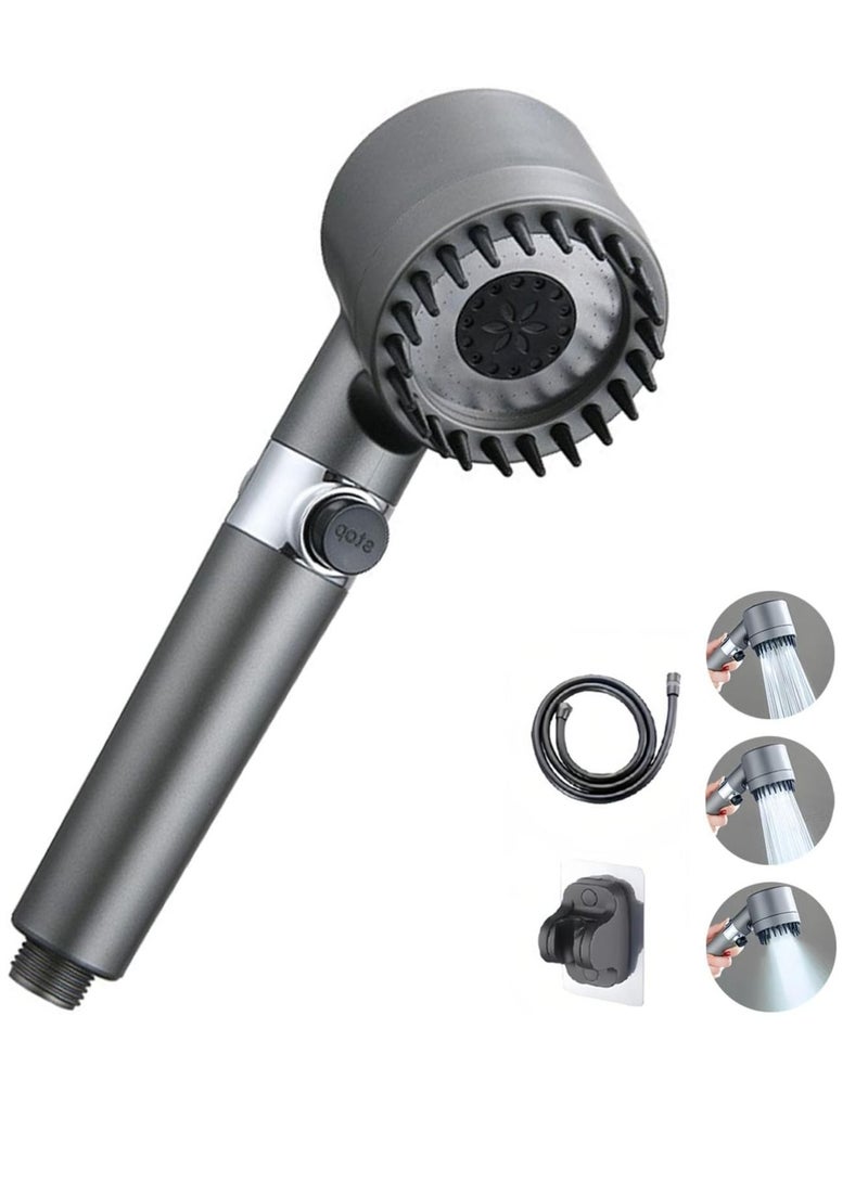 YOMYM Shower Filter Head High Pressure Bathroom Accessories Set to Remove Chlorine and Impurities, Massages Scalp Anti Hair Fall Dry Skin with Shower Hose and Shower Holder (3 Modes) - Image 1