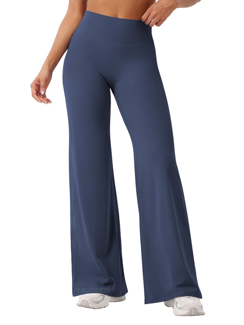 YEOREO Workout Leggings Womens No Front Seam Straight Leggings 31.5" High Waist Buttery Eddiy Gym Yoga Pants Navy Blue L - Image 1