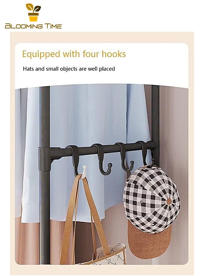 BLOOMING TIME Multifunctional Hanging Closet, Home Bedroom Floor Clothes Rack, Clothes Storage Rack, Simple Assembled Storage Cabinet, Simple Open Closet, Storage Non-Woven Closet, Black - Image 3