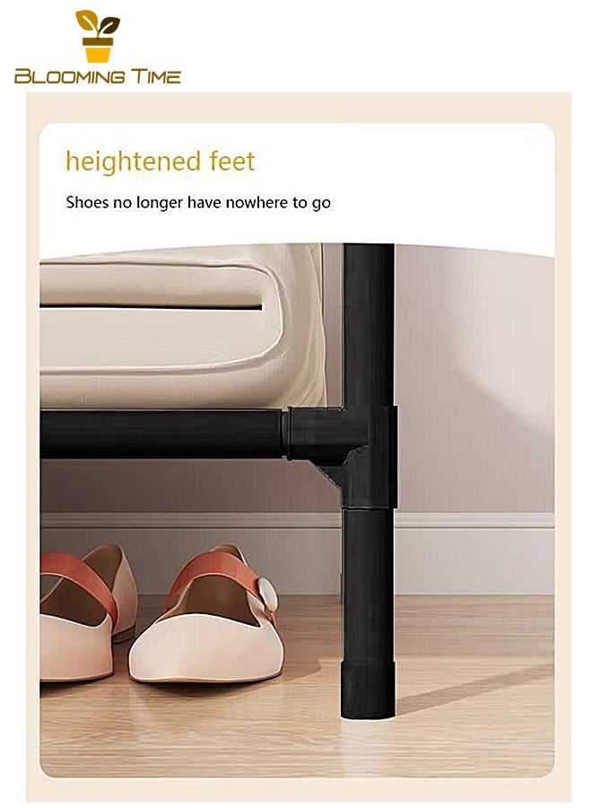 BLOOMING TIME Multifunctional Hanging Closet, Home Bedroom Floor Clothes Rack, Clothes Storage Rack, Simple Assembled Storage Cabinet, Simple Open Closet, Storage Non-Woven Closet, Black - Image 4