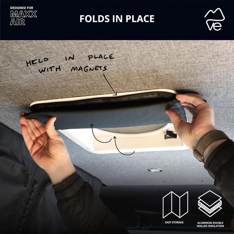 VanEssential Magnetic Insulated Blackout Roof Vent Cover Designed for (MaxxAir/Fantastic Fan) 16.5" x 16.5" - Black - Image 2