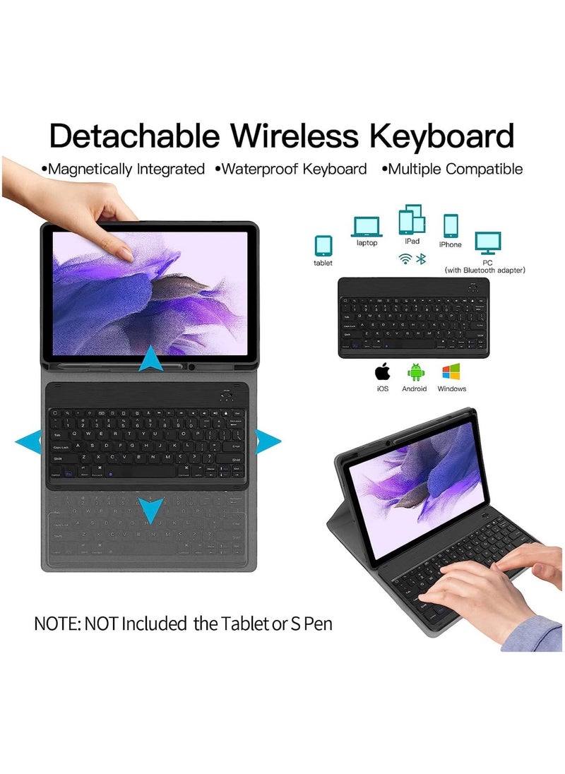 IAF Keyboard Case for Samsung-Galaxy-Tab S8+ S7 FE S7+ 12.4" - JUQITECH Case with Wireless Detachable Keyboard Tablet Cover for Galaxy Tab S8+ SM-X800/X806 - Image 3
