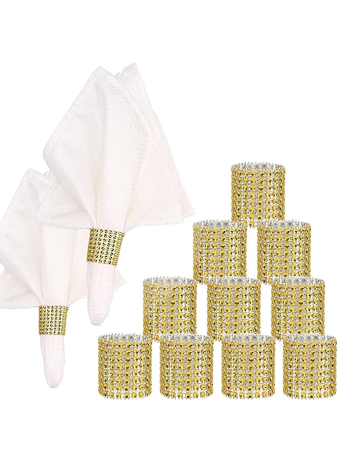 Goodern 24Pcs Napkin Rings Kit,Rhinestone Napkin Rings,Wedding Napkin Buckle Holders,Sparkly Adornment Diamond Napkin Rings for Table,Family Dinner,Valentine's Day,Birthday Party DIY Decoration-Gold - Image 1