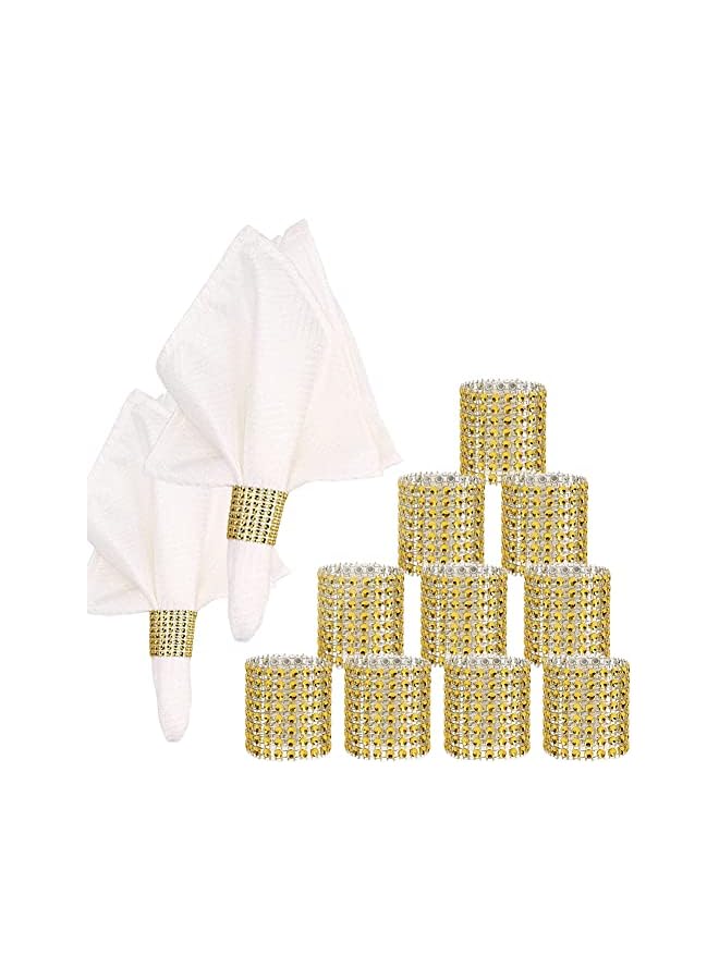 Goodern 24Pcs Napkin Rings Kit,Rhinestone Napkin Rings,Wedding Napkin Buckle Holders,Sparkly Adornment Diamond Napkin Rings for Table,Family Dinner,Valentine's Day,Birthday Party DIY Decoration-Gold - Image 2