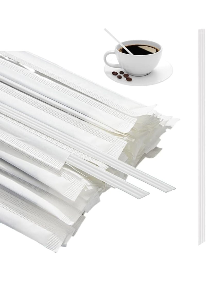 Barakah Three Hole Coffee Stirrers Sticks Individually Wrapped – 2 in 1 Disposable Plastic Straws for Coffees,Milk Tea,Party Drinking Supplies,7.3 Inches,Convenient, Hygienic,Ideal for Home and Events(White) - Image 1