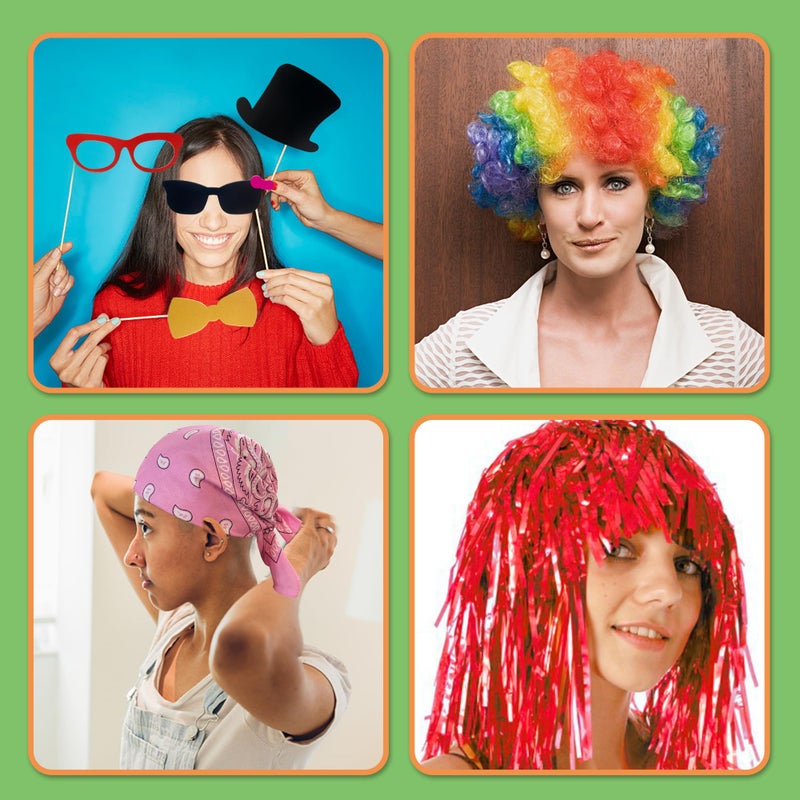 PPXMEEUDC 69PCS Colorful Photo Booth Props Set Novelty Funny Hats Wigs Glasses Props Sign Perfect for Graduation Birthday Bachelorette and All Occasions - Image 3