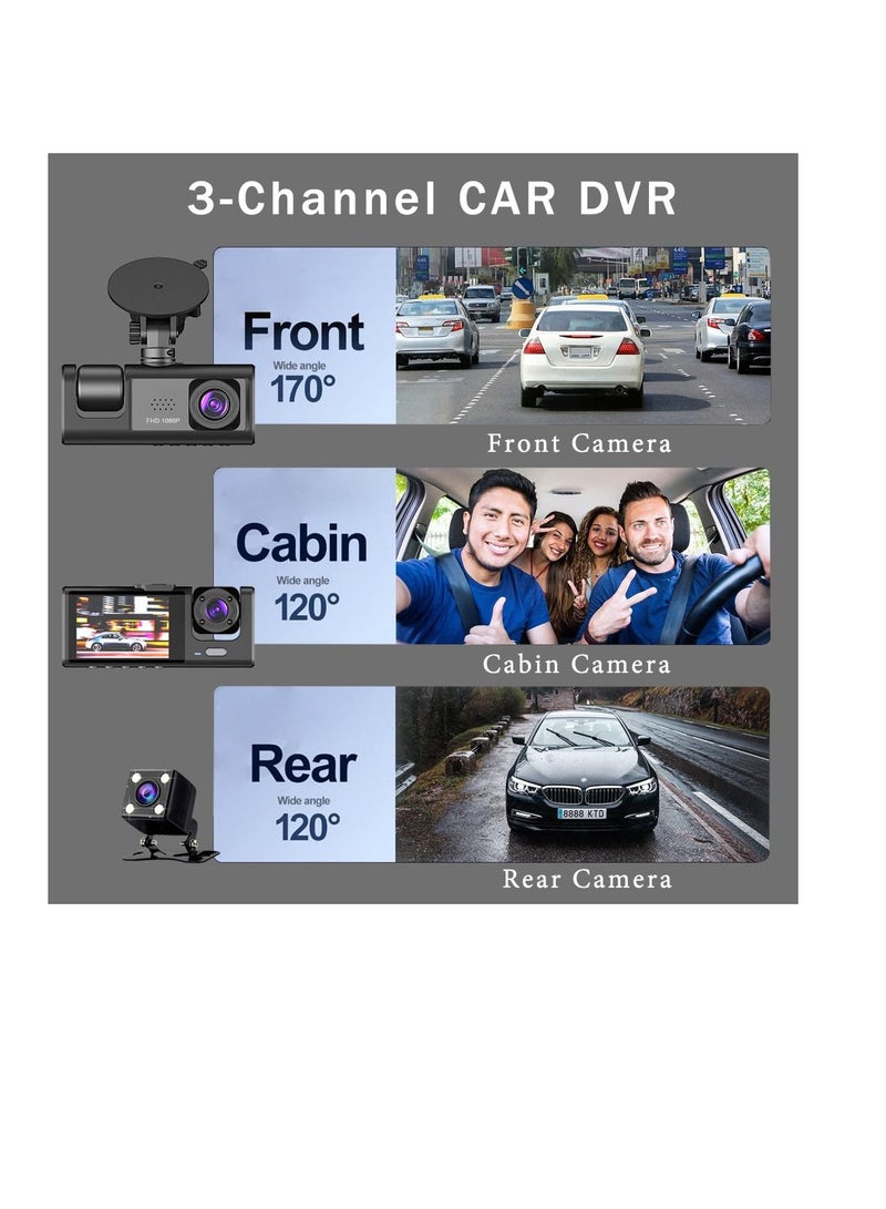 AROAQ 3 Camera Lens HD 1080P Dash Camera Dual Lens Video Recorder Black Box  Parking Monitoring - Image 5