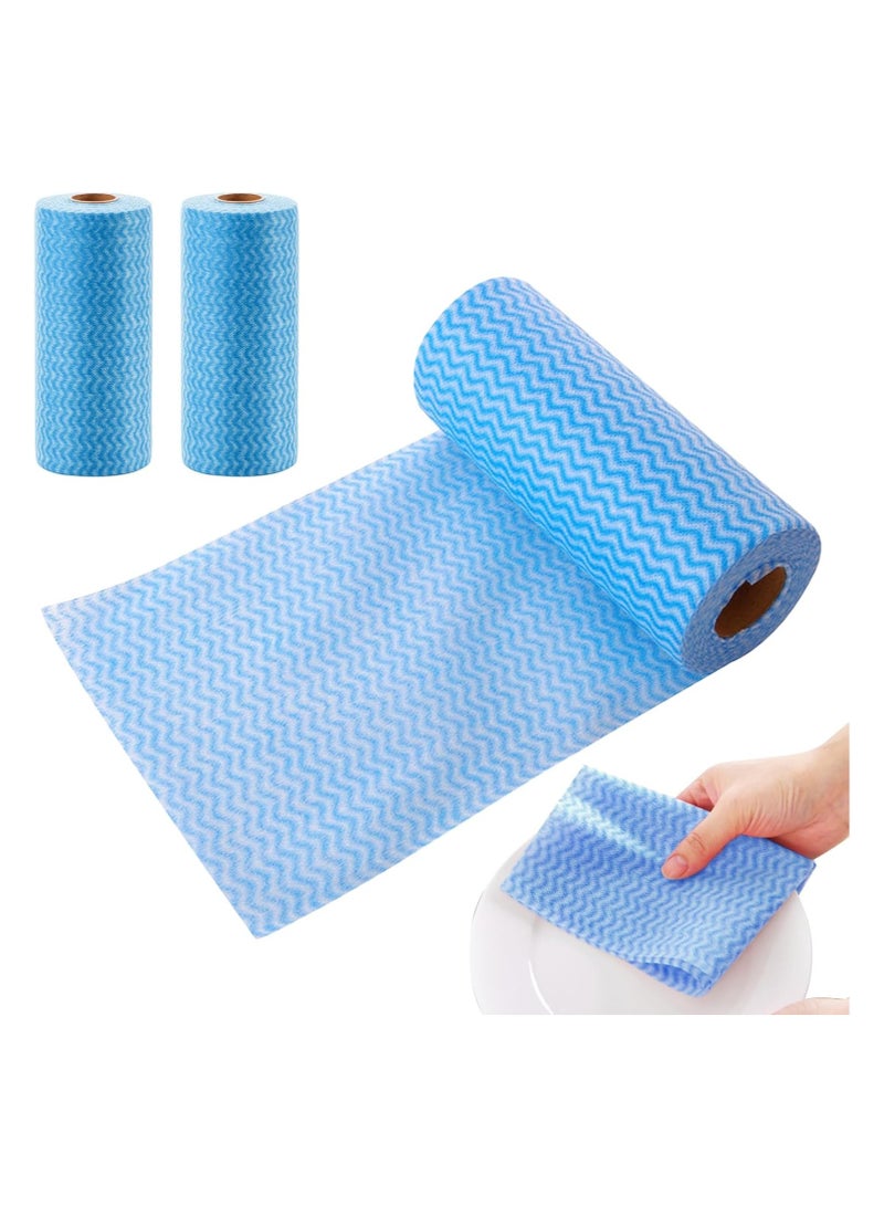 SYOSI 3 Rolls Disposable Cleaning Towels Dish Towels and Dish Cleaning Cloths Reusable Towels Handy Cleaning Wipes Kitchen Cloth All Purpose Dish Cloths Non Woven Blue Cloths Wash Free - Image 1