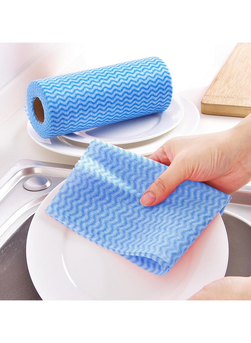 SYOSI 3 Rolls Disposable Cleaning Towels Dish Towels and Dish Cleaning Cloths Reusable Towels Handy Cleaning Wipes Kitchen Cloth All Purpose Dish Cloths Non Woven Blue Cloths Wash Free - Image 2