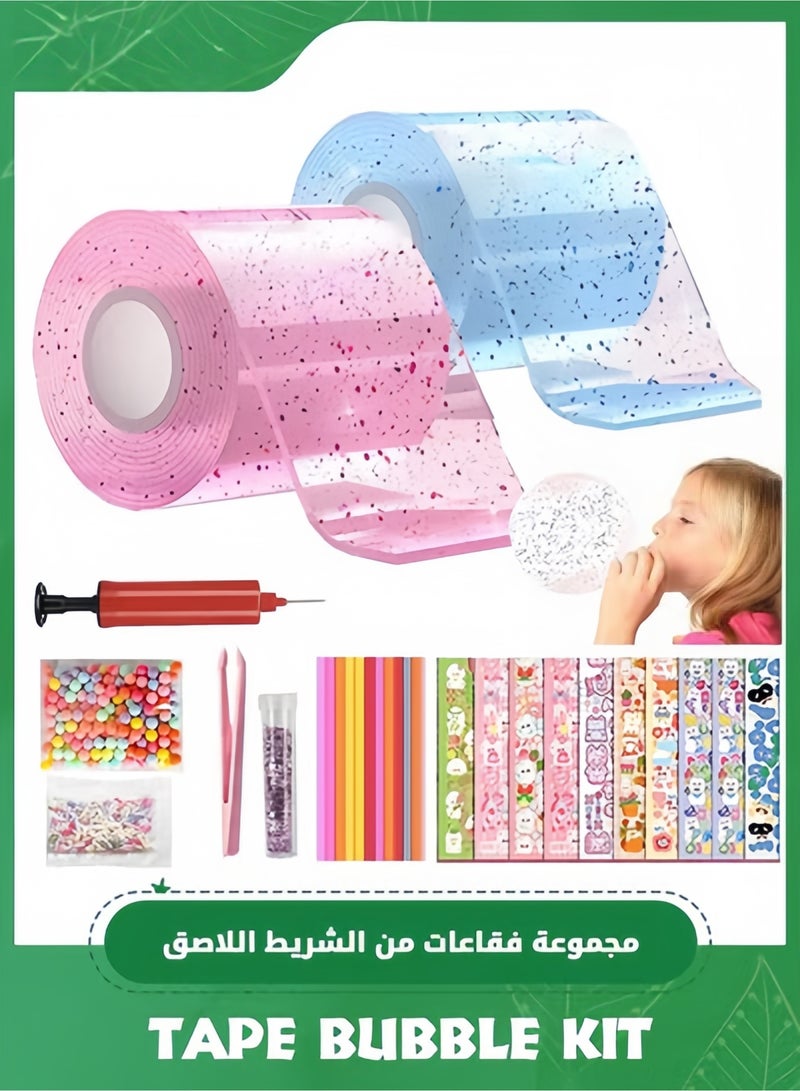 2 PCS Nano Tape Bubble Kit for Kids with Box,Nano Tape Squishy Maker Kit, Nano Bubble Tape Kit, Nano Magic Tape Bubbles,Handmade DIY Toys(Blue,Pink) - Image 2