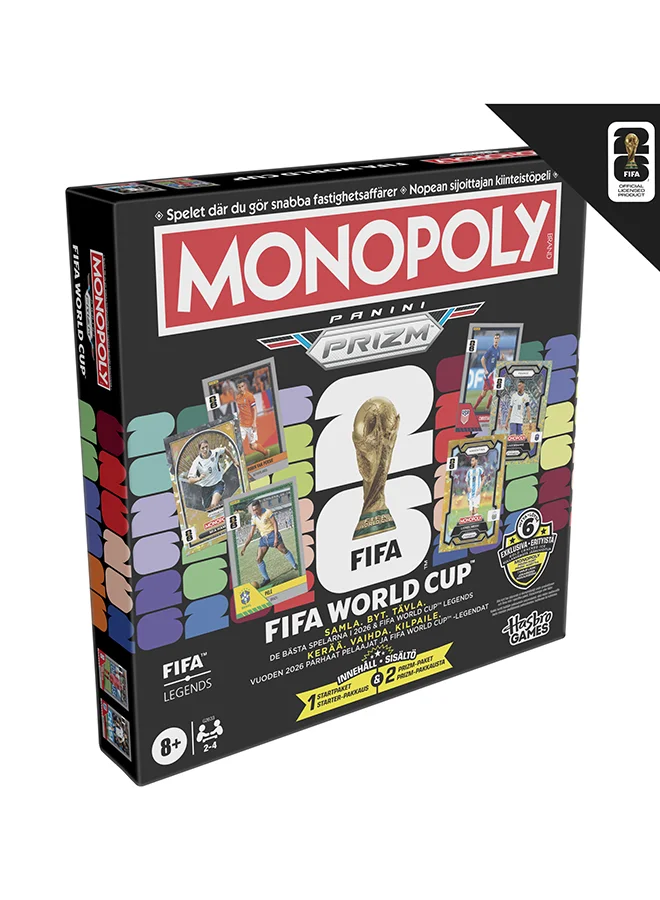 مونوبولي Monopoly Panini Prizm: FIFA World Cup Game I Football Board Game with Monopoly Panini Prizm FIFA World Cup 2026 Trading Cards I Ages 8+
