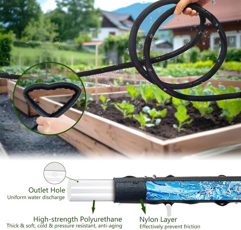 Giftsfaloy Flat Soaker Hose, Garden Hose with Heavy Duty Double Layer Design, Drip Irrigation Hose Saves 80% Water, Leak Proof Sprinkler Hose for Garden, Lawn, Vegetable plot (100FT) - Image 4
