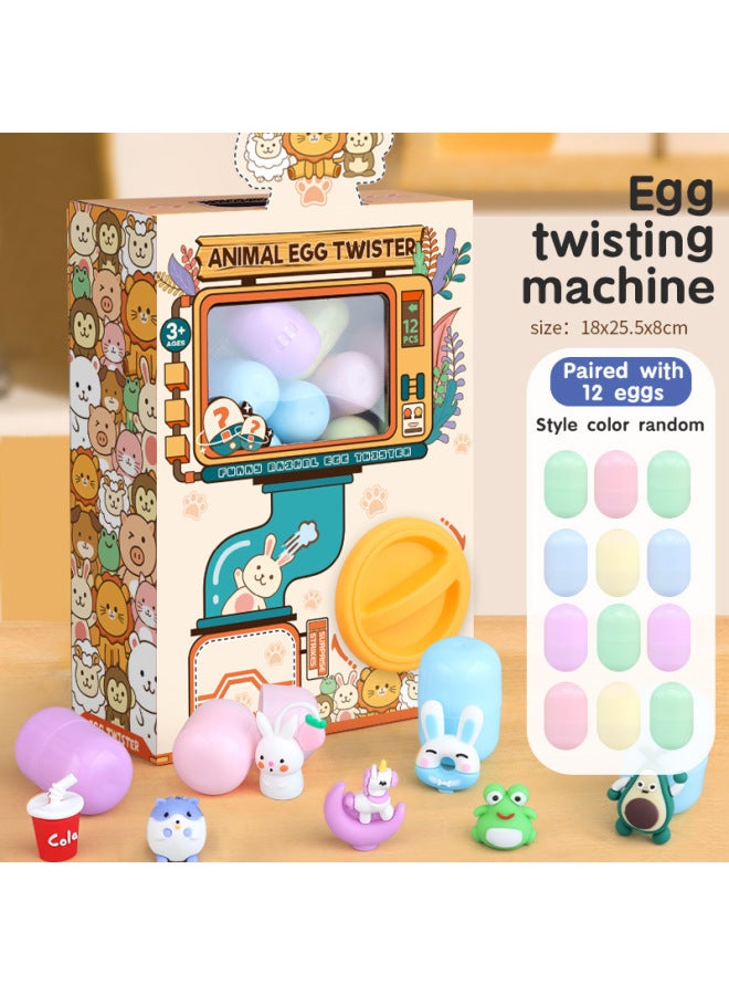 Egg Twisting Machine Blind Box Children's Surprise Funny Egg Doll Catching Doll Machine Egg Twisting Machine Toy Gift Items Wholesale-Color:Large Animal Egg Twisting Machine [color Box] (including 12 Eggs) - Image 1