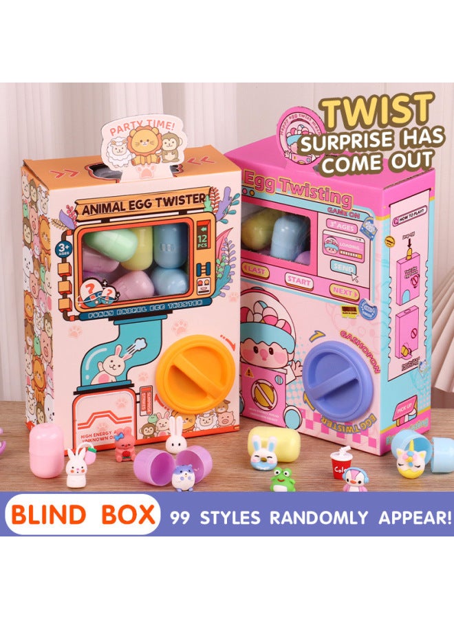 Egg Twisting Machine Blind Box Children's Surprise Funny Egg Doll Catching Doll Machine Egg Twisting Machine Toy Gift Items Wholesale-Color:Large Animal Egg Twisting Machine [color Box] (including 12 Eggs) - Image 2