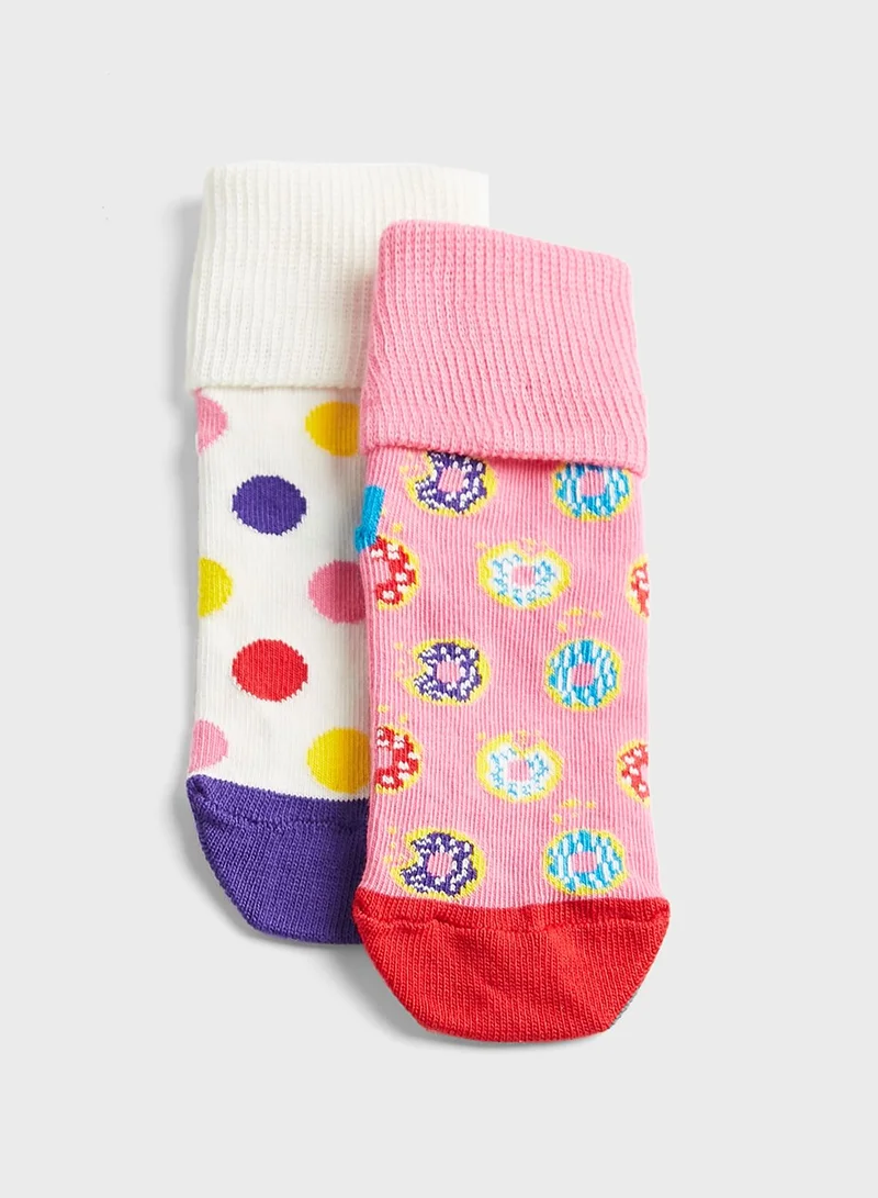 Happy Socks Kids 2 Pack Donut Anti Slip Socks