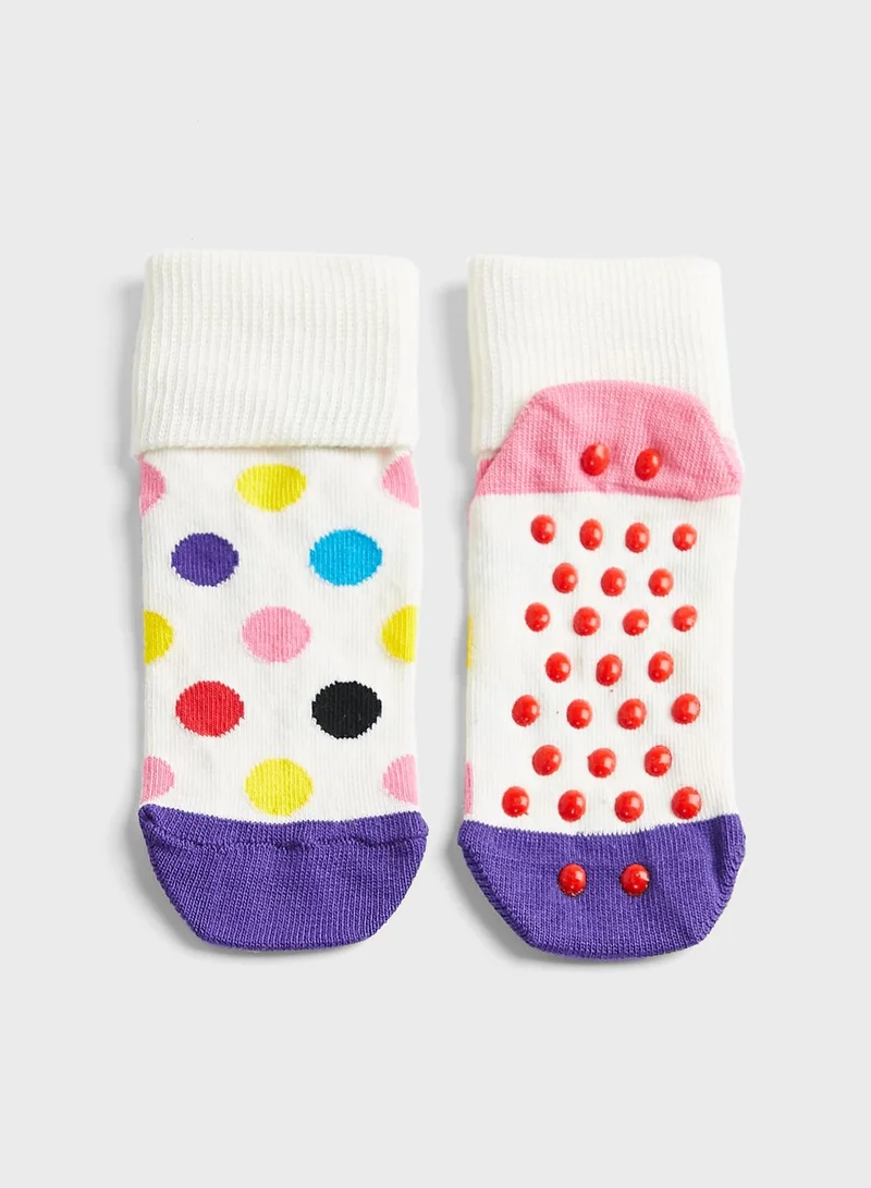 Happy Socks Kids 2 Pack Donut Anti Slip Socks
