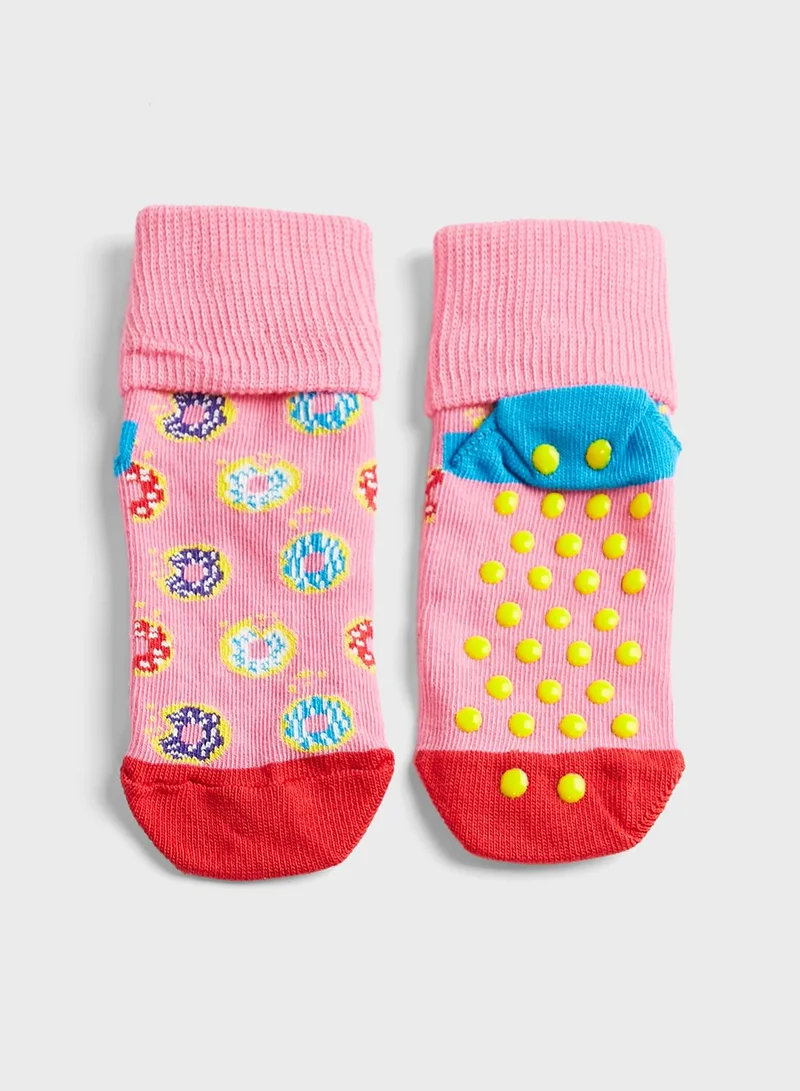 Happy Socks Kids 2 Pack Donut Anti Slip Socks