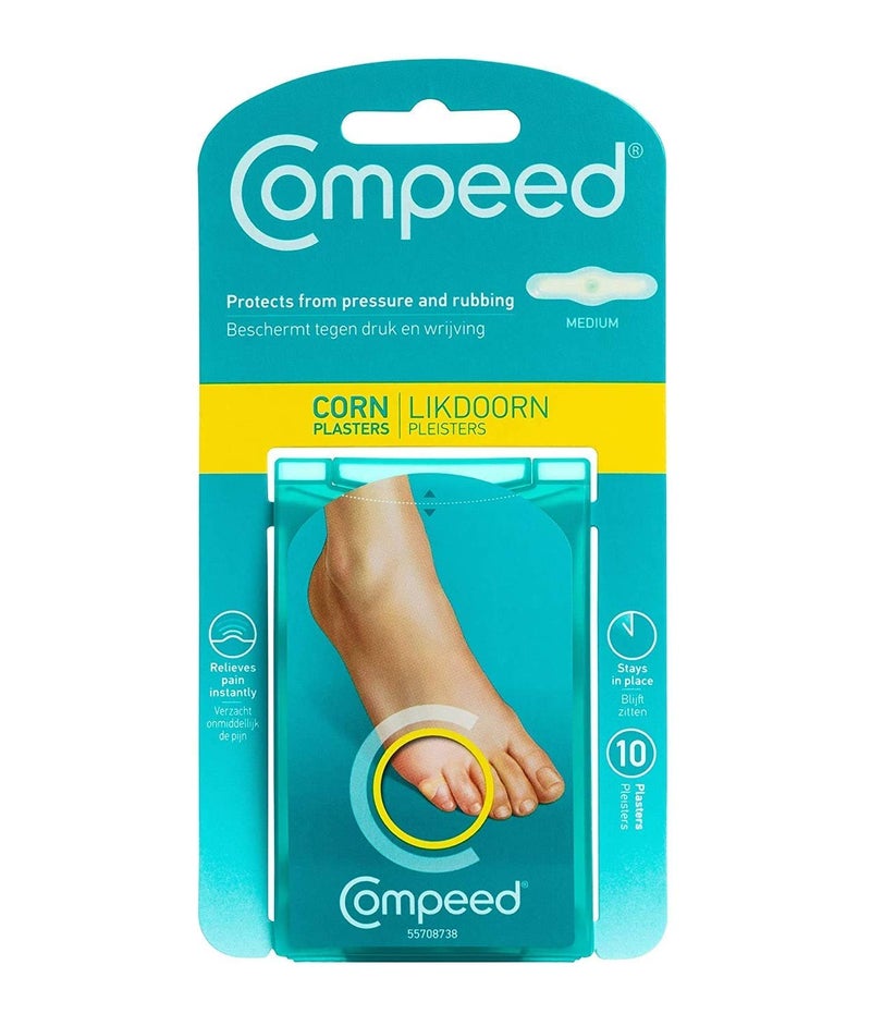COMPEED Advanced Corn Care, Hydrocolloid Cushions for Instant Pain Relief and Softening Corns, 10 Count Corn Toe Pads (2 Packs) - Image 1