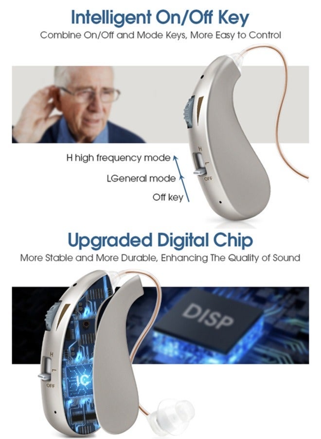 ماركة غير محددة Rechargeable Hearing Aid for Seniors with Noise Cancelling, Hearing Aids Loss Amplifier Seniors u0026 Adults Charging Case u0026 Volume Control, Blue  - Image 4