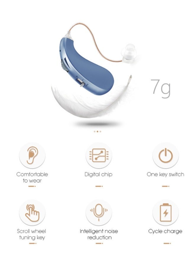 ماركة غير محددة Rechargeable Hearing Aid for Seniors with Noise Cancelling, Hearing Aids Loss Amplifier Seniors u0026 Adults Charging Case u0026 Volume Control, Blue  - Image 2