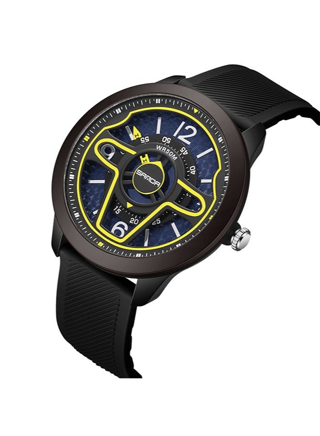 Sanda ساعة كاجوال مقاومة للماء بسوار من الستانلس ستيل وحزام سيليكون 12 ملم باللون الأسود والأزرق 9023 - Image 2