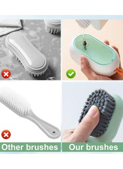 Scrolls Multifunctional Liquid Shoe Cleaning Brush with Soap Dispenser, Shoe Laundry Brush Scrub Brushes for Cleaning, Soft Bristle Cleaning Brushes for Household Use Bathroom Kitchen (White)  - Image 3