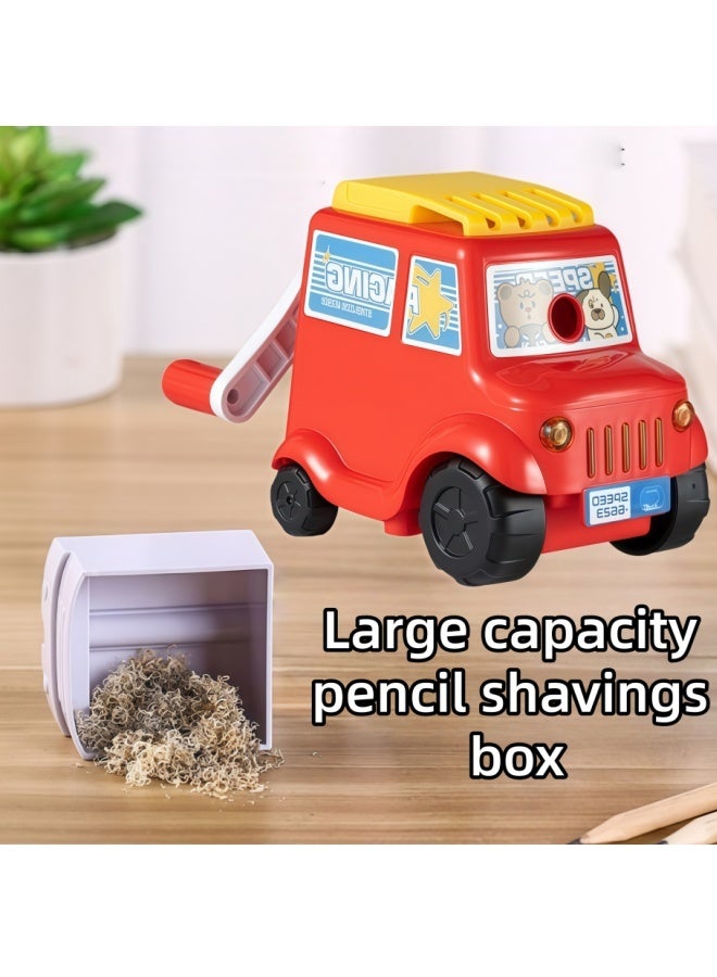 مبراة أقلام رصاص يدوية للأطفال، على شكل سيارة كرتونية، مبراة أقلام رصاص صغيرة محمولة، مبراة أقلام رصاص لطيفة وممتعة. قابلة للتعديل، مناسبة للأقلام الملونة، للأطفال والطلاب والصفوف الدراسية والمنزل والمكتب، سيارة حمراء. - Image 4