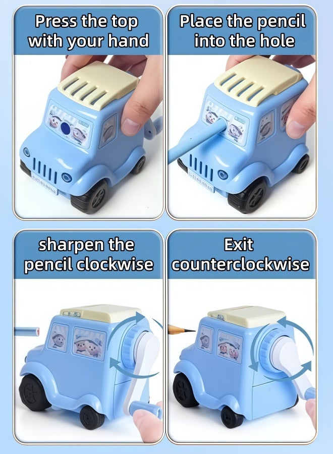 مبراة أقلام رصاص يدوية للأطفال، على شكل سيارة كرتونية، مبراة أقلام رصاص صغيرة محمولة، مبراة أقلام رصاص لطيفة وممتعة. قابلة للتعديل، مناسبة للأقلام الملونة، للأطفال والطلاب والصفوف الدراسية والمنزل والمكتب، سيارة حمراء. - Image 5