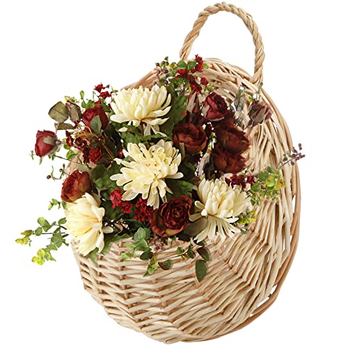 Elsjoy Hanging Wicker Woven Basket for Plants Decorative Wall Hanging Rattan Basket Flower Planter Baskets for Home Garden - Image 1