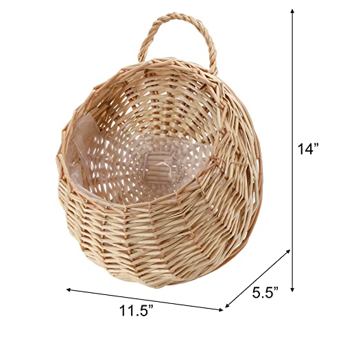 Elsjoy Hanging Wicker Woven Basket for Plants Decorative Wall Hanging Rattan Basket Flower Planter Baskets for Home Garden - Image 3