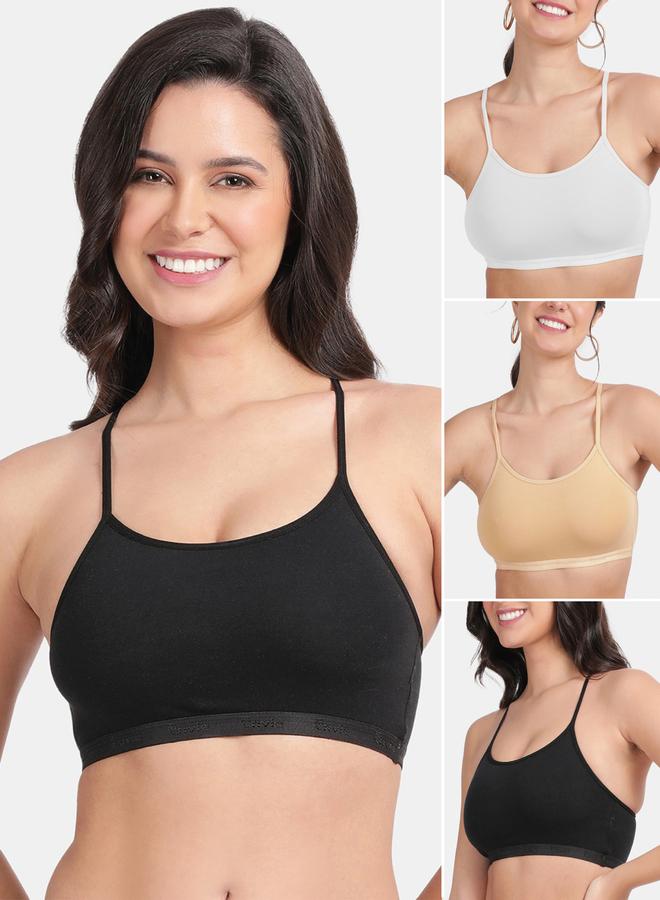 Pack of 3 - Cotton Non-Padded Crop Top Bra