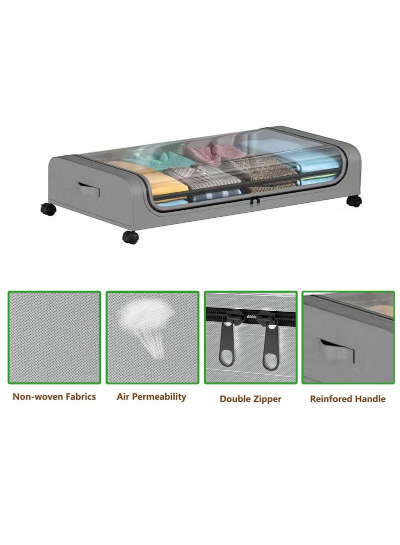 Under Bed Clothes Storage Box with Wheels, Under Bed Storage Box, Rolling Under Bed Storage Metal Drawer for Organizing and Storing Clothes Shoes Books Toys (Black)  - Image 2