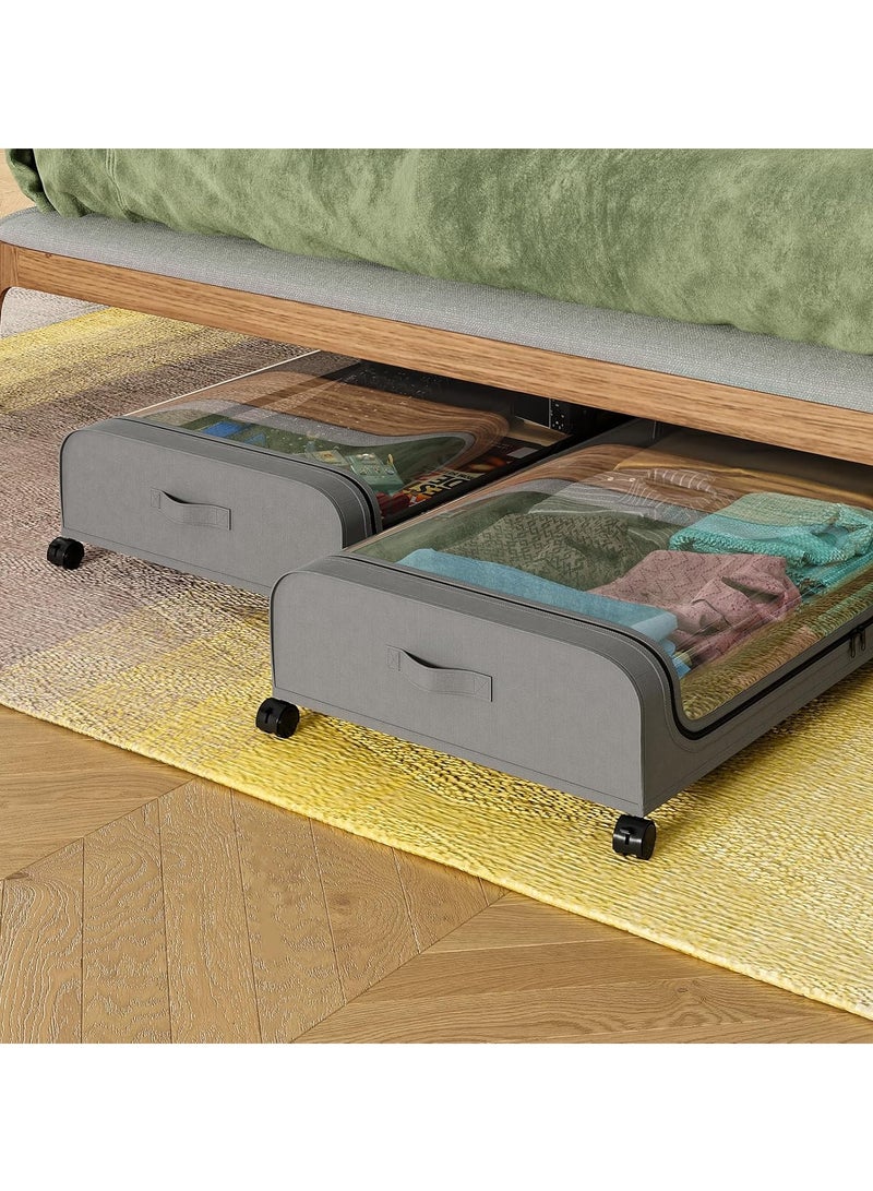 Under Bed Clothes Storage Box with Wheels, Under Bed Storage Box, Rolling Under Bed Storage Metal Drawer for Organizing and Storing Clothes Shoes Books Toys (Black)  - Image 4