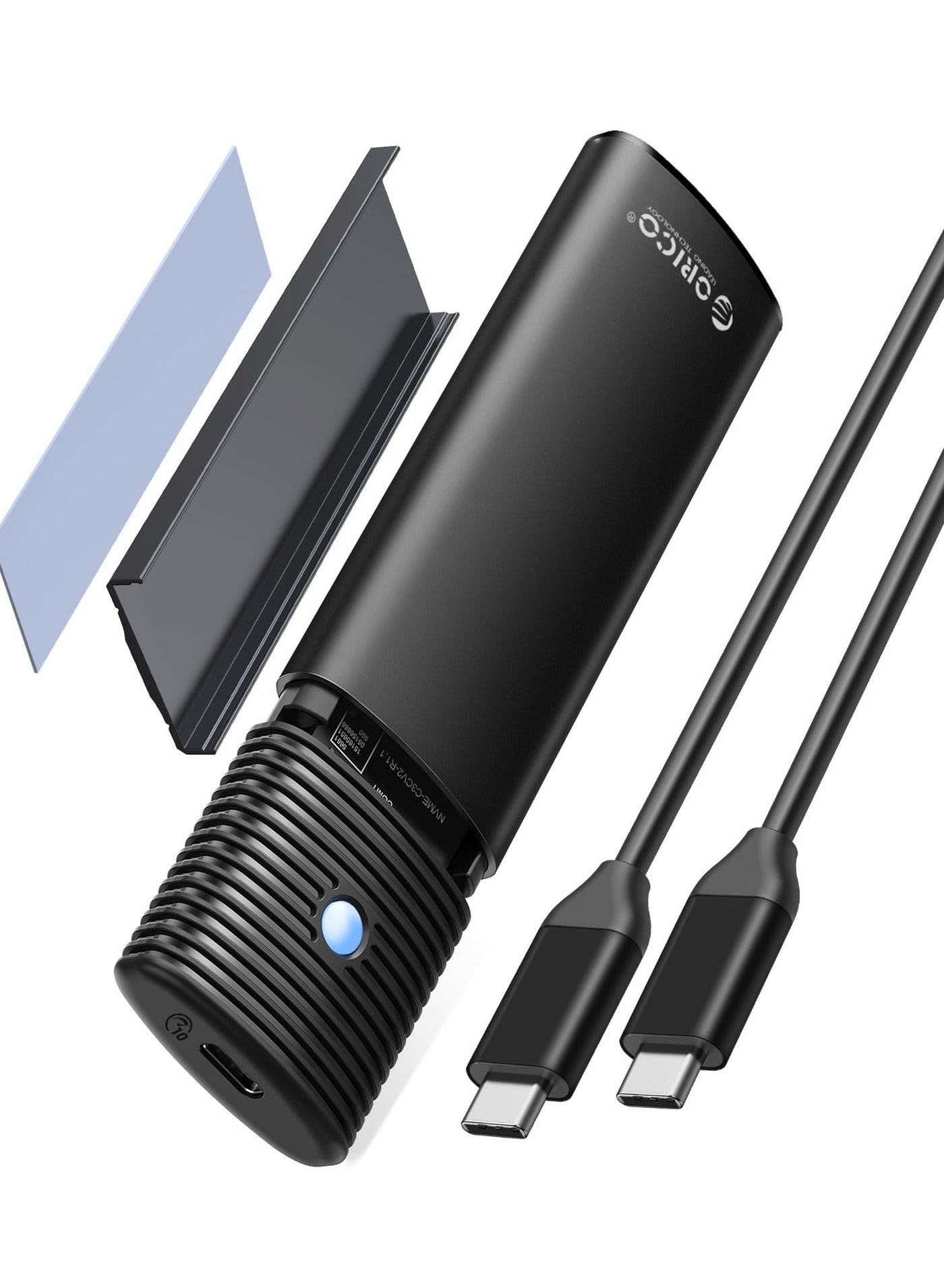 ORICO M.2 NVMe SATA SSD Enclosure Adapter Tool-Free, USB C 3.2 Gen 2 10Gbps NVMe, 5Gbps NGFF SATA PCIe M-Key(B+M Key) 2230/2242/2260/2280, Aluminum External M2 Reader Support UASP Trim- PWDM2-BK