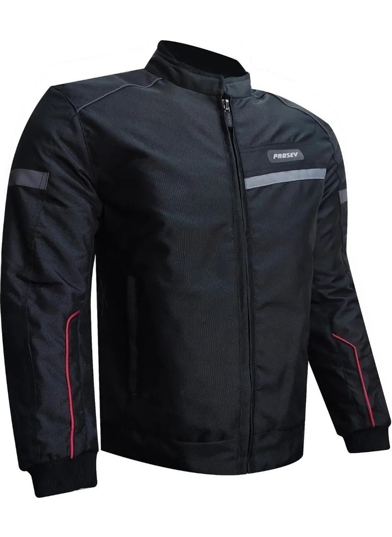 Ebakbak Motorcycle Jacket Shoulder Elbow Back Protection Ce Approved Maxdura 600-D Durable Fabric Black Courier Motor Jacket  - Image 1