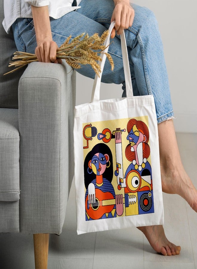 ARTBUG Tote Bag for Women with zip, Aesthetic Canvas tote bag for college girls, office, stylish and reusable - Painting - D No - 174 - Image 2
