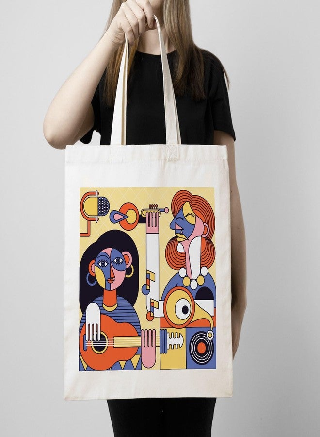 ARTBUG Tote Bag for Women with zip, Aesthetic Canvas tote bag for college girls, office, stylish and reusable - Painting - D No - 174 - Image 3