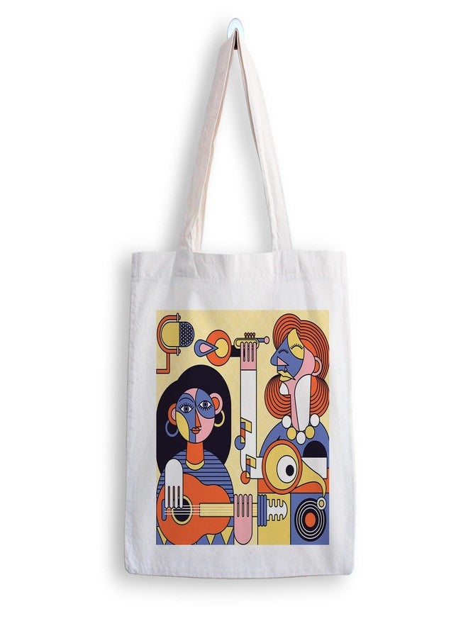 ARTBUG Tote Bag for Women with zip, Aesthetic Canvas tote bag for college girls, office, stylish and reusable - Painting - D No - 174 - Image 1